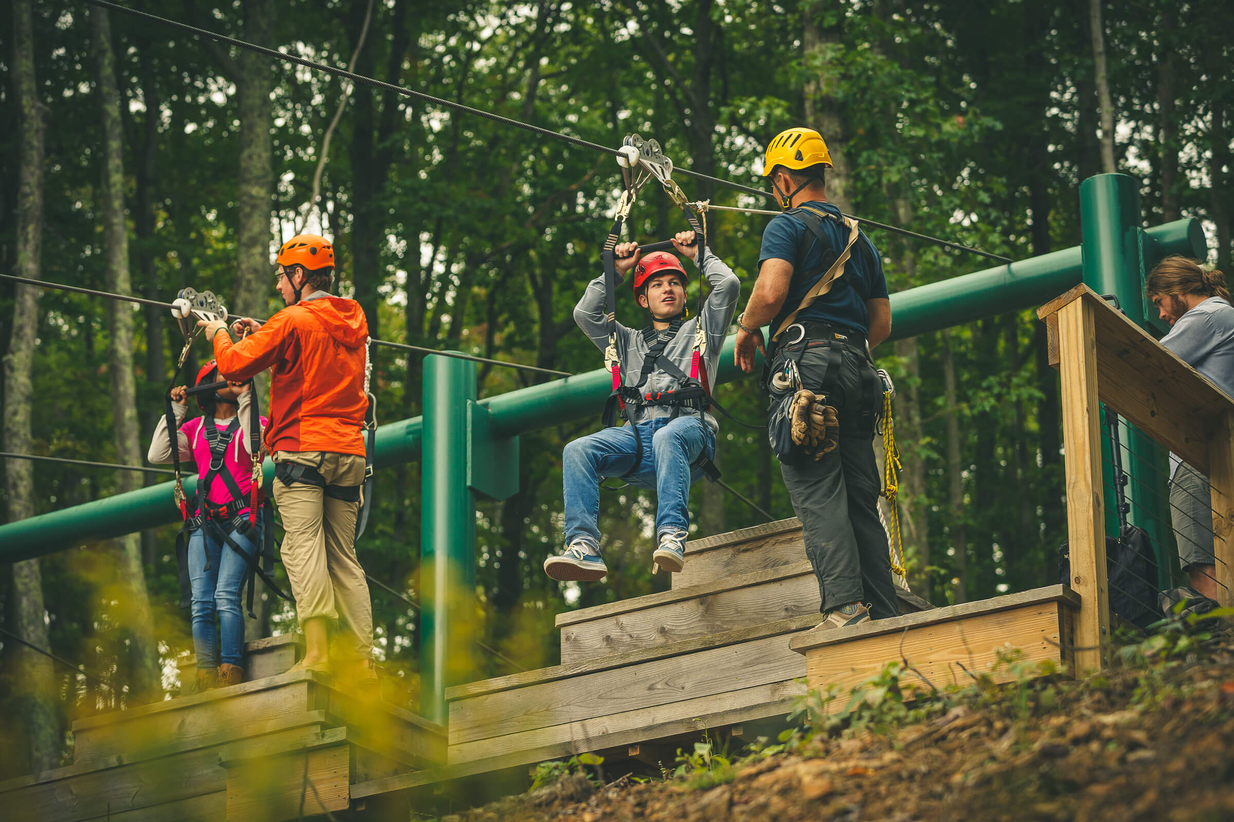 Venturing members taking part in an outdoor challenge
