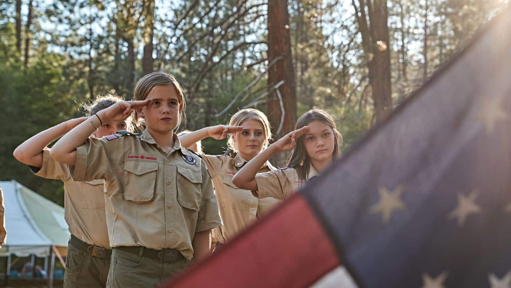 Scouts with an American flag